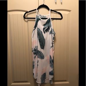 Palm tree high neck mini dress